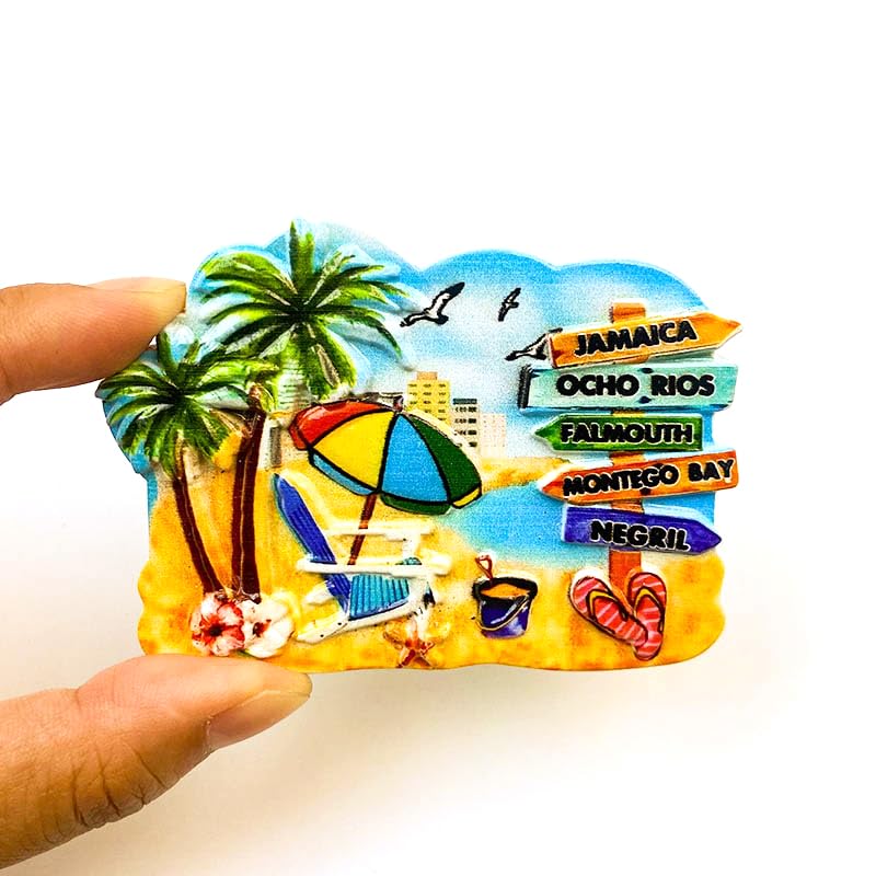 Imán Decorativo Jamaica Beach Scene 3D Resina 4x2x6 in miniatura 2
