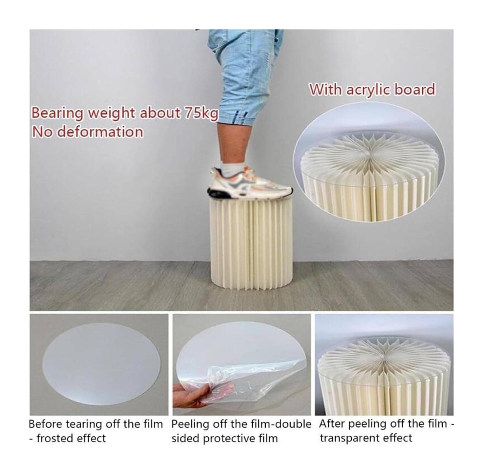 Składany okrągły stojak z kolumnami tektury, cylindryczne stoły na imprezy, urodziny, wesela, ekspozycja(4pcs,Diameter 50cm)