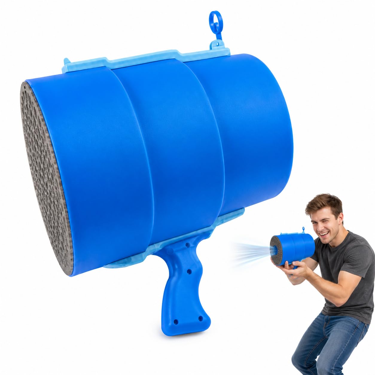 Air Blaster Toy for Kids & Adults, Invisible Air Ball Launcher Shoots Over 20 Feet, No Batteries Needed Air Power Toy for Indoor Outdoor Games, Fun Party Gift Bullet PointsοΌBlue