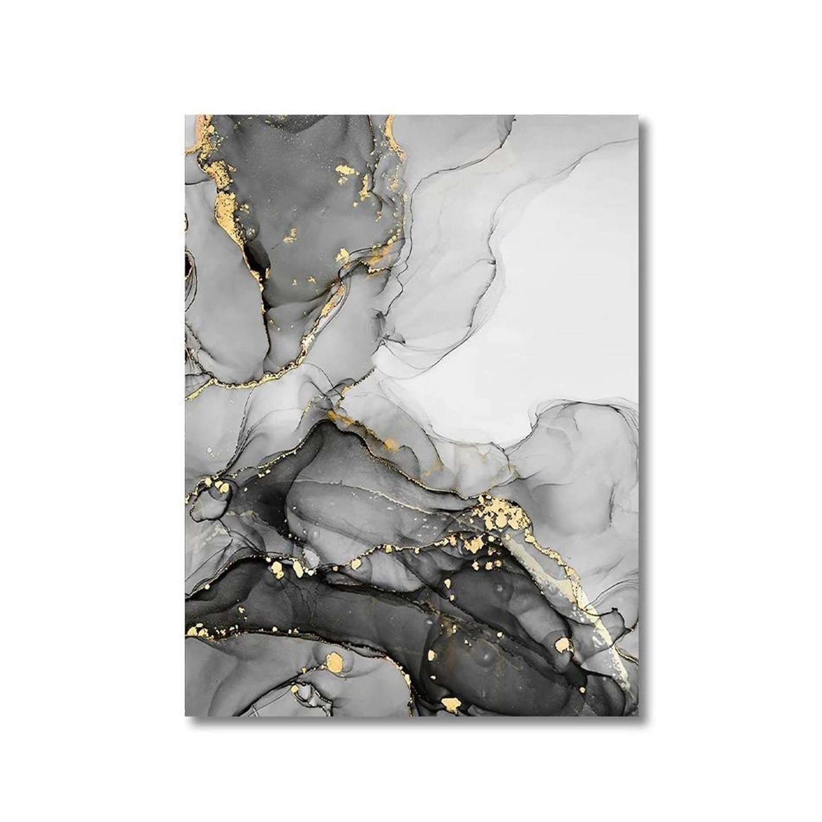 Cuadro sobre lienzo de mármol dorado y negro de 30x40cm con acabado artístico sofisticado