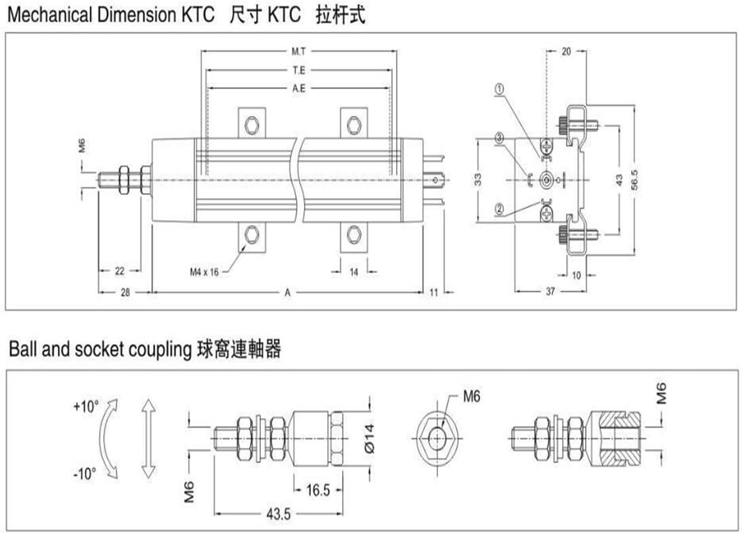 Mini LVDT Linear Transducer Position Sensor Displacement Sensor Electronic Ruler KTC- 50 75 100 110 125 130 150 175 200mm(Ktc- 150mm)