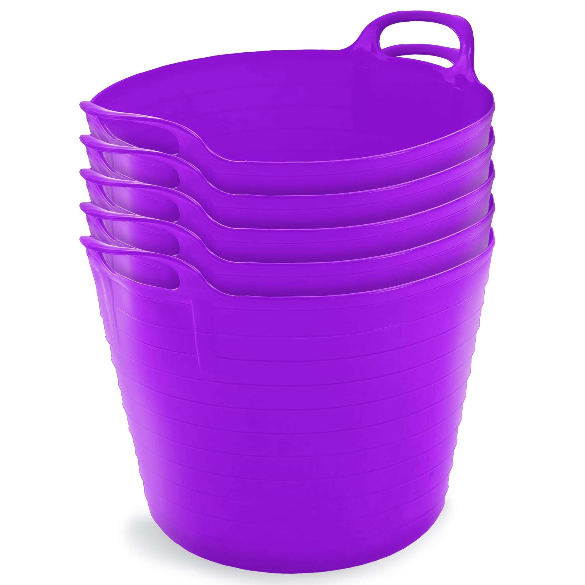Neat Plastics 42L Flexi Tubs 5 Pack - Large Garden Tubs with Handles, Heavy Duty, Ideal Bath & Flexi Bucket, Durable Flexible Bucket for Home & Garden (Purple) — image 1