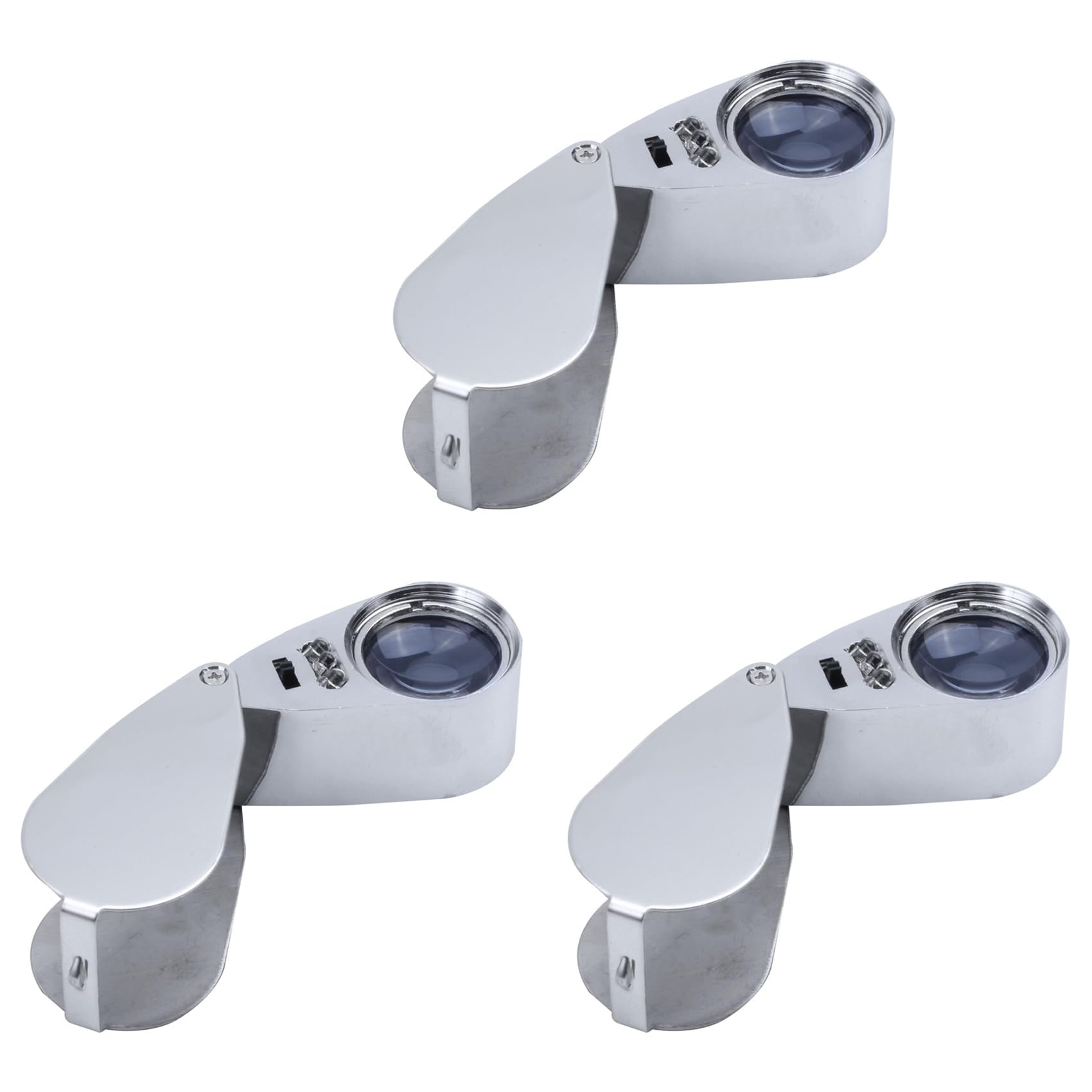 Jnchdghwa 3pcs 40x LED Pocket Magnifier Jeweller Eye Glass Loop Lens Magnifying Loupe UV Light