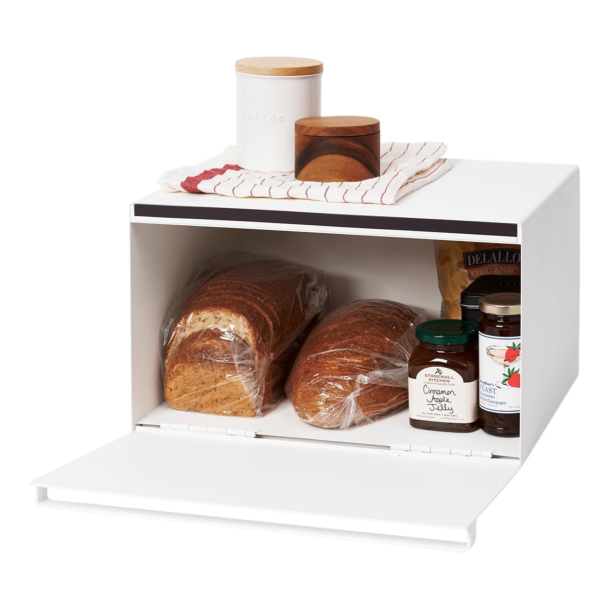 Home Tower Bread Box Keeper Holder Container, Metal Bread Holder Saver, Slim Space Saving Counter Storage - Steel