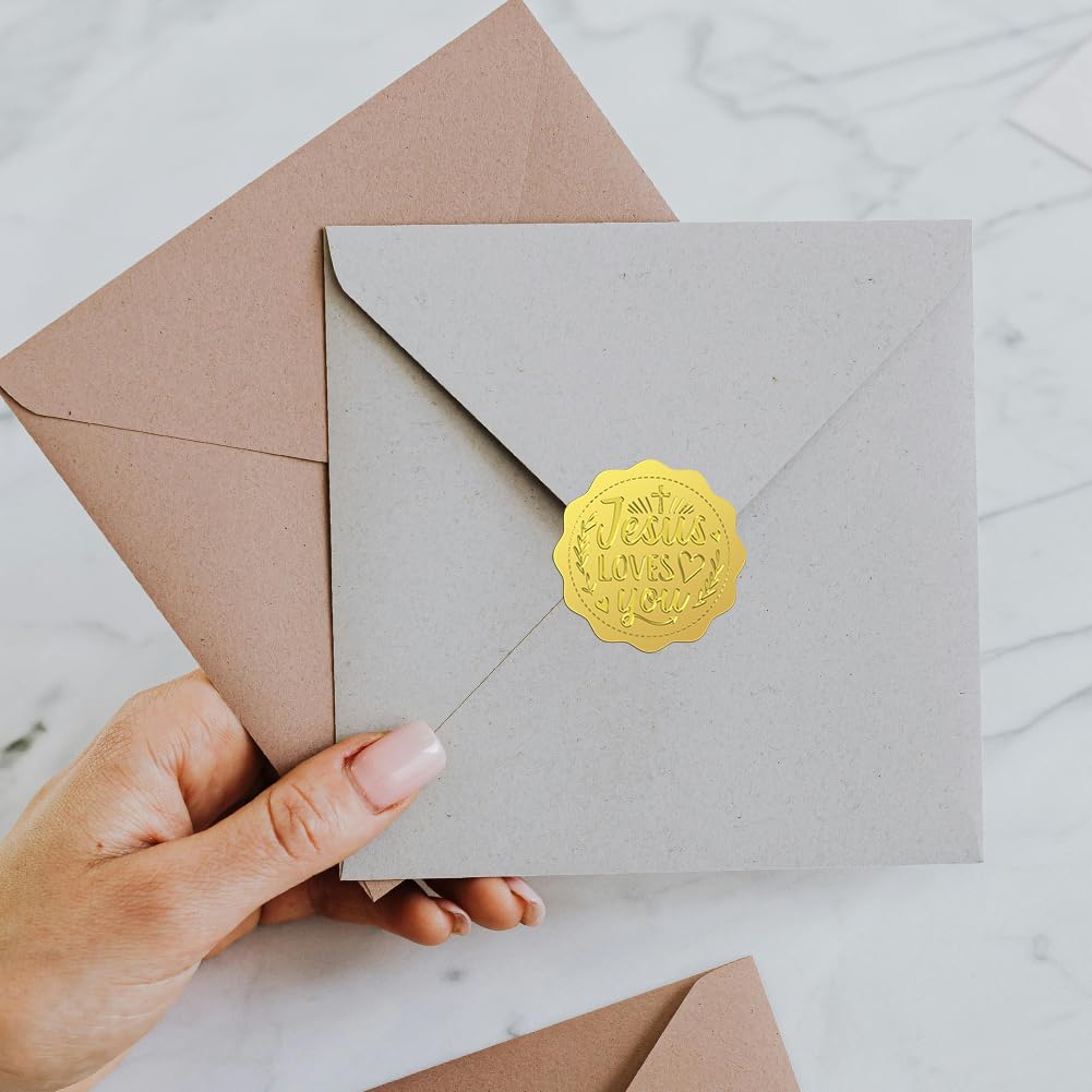 100 stuks 5 cm gouden levensboom stickers - goud reliëf envelop zegels