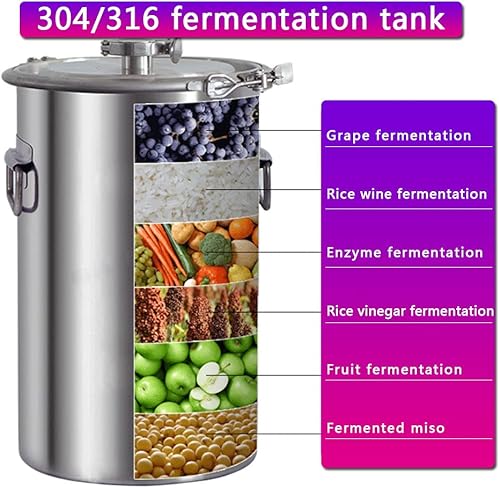 Miniatura 5 de Fermentador de acero inoxidable Tanque de fermentación cónico de preparación casera, incluyendo parche de temperatura, enchufe de silicona, válvula