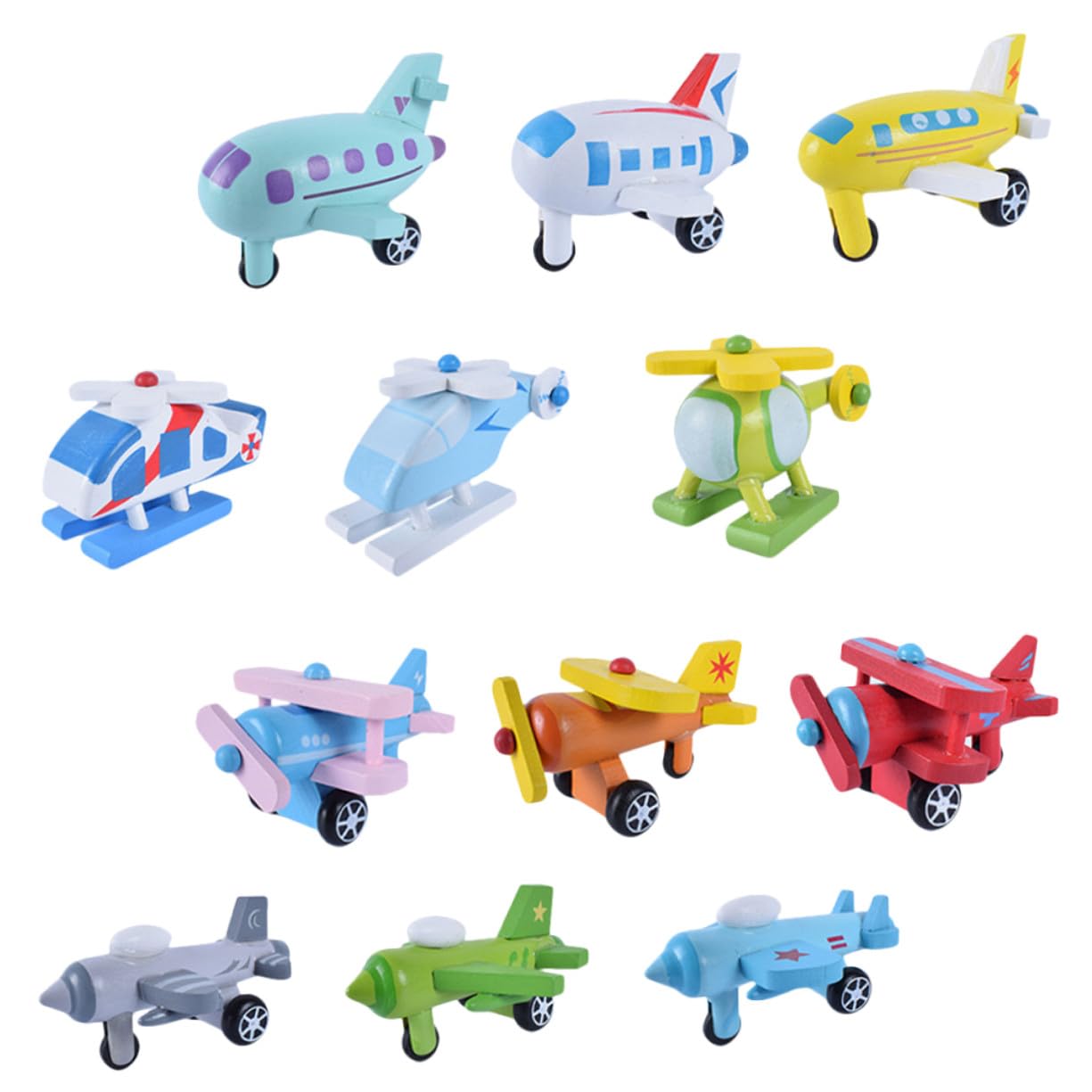 BESPORTBLE Mini Avión de Juguete de Madera para Niños, 12 Piezas