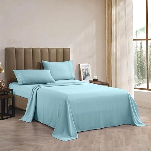 Vista 78 de Juego de sábanas de microfibra de 4 piezas prémium de calidad hotelera 1800 hilos, resistente a las arrugas, ultra suave y transpirable, juego
