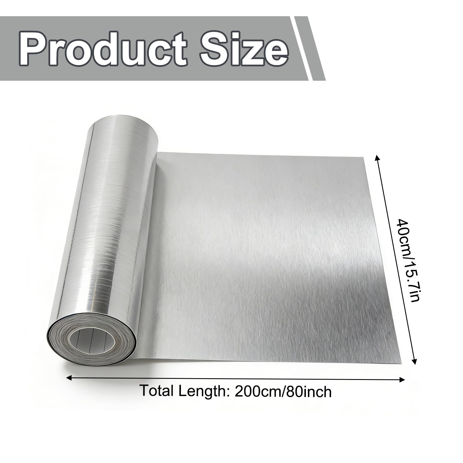 Pellicola Adesiva Per Mobili Cucina - Pellicola Adesiva In Acciaio Inossidabile - Carta Adesiva Per Mobili, Indicato Per Piani Di Lavoro In Cucina, Superfici Di Mobili (40 Cm X 2 M)