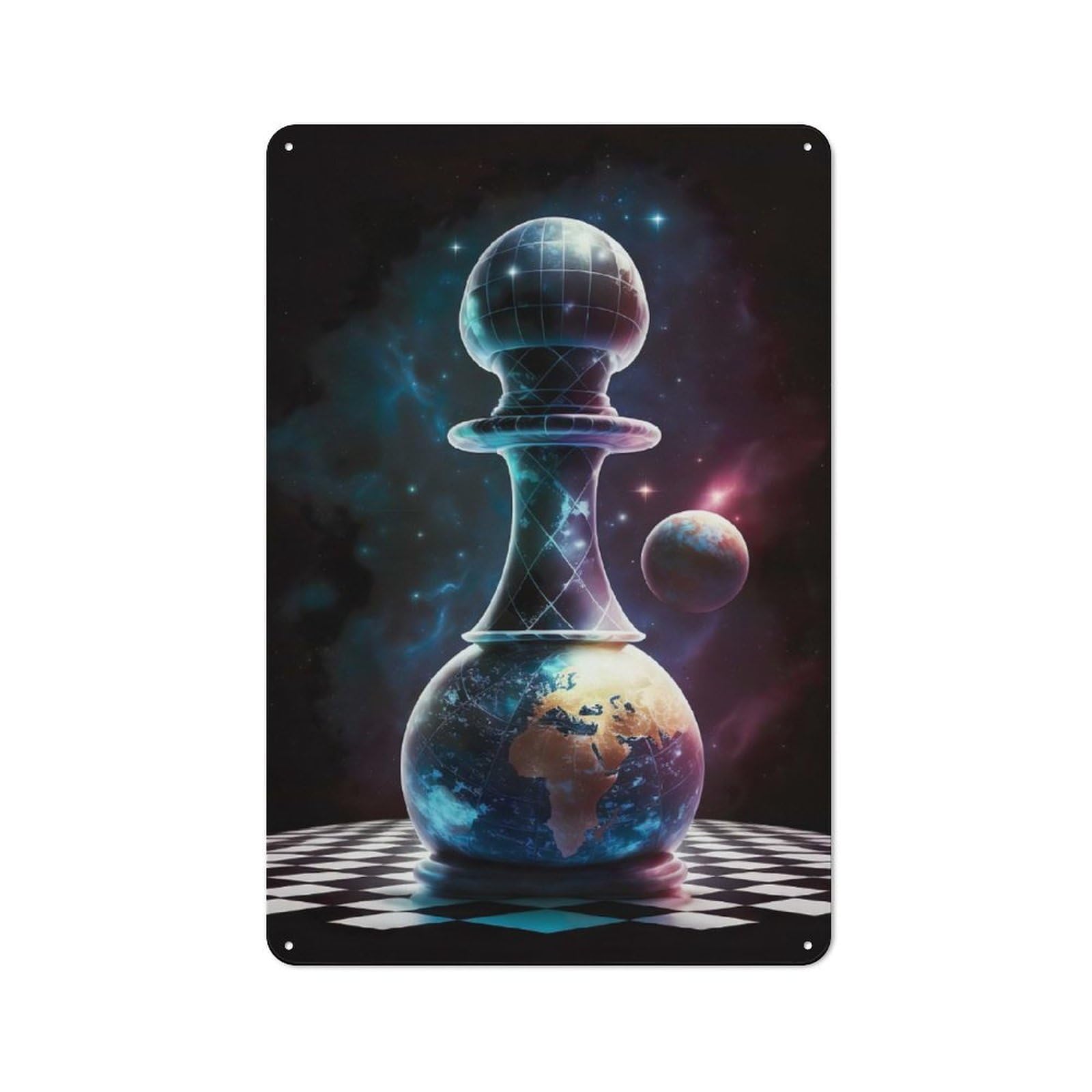 Universe of Chess Rustic Tin Sign 30x20cm for Café Or Restaurant, for Café Owners And Decorators, for Retro Home Interiors