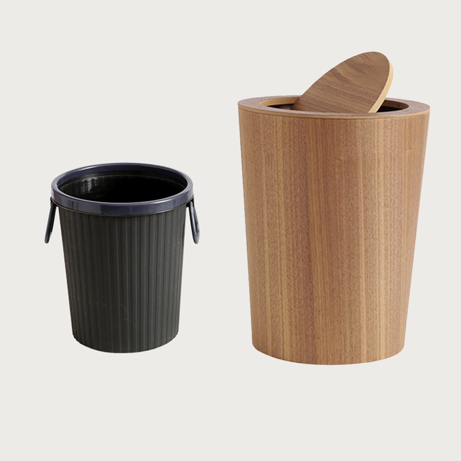 Contenitore per rifiuti da cucina Cestino per rifiuti in legno Cestino per bagno ribaltabile Cestino per carta straccia Cestino per la spazzatura Casa Camera da letto Colore noce Grande pattumiera