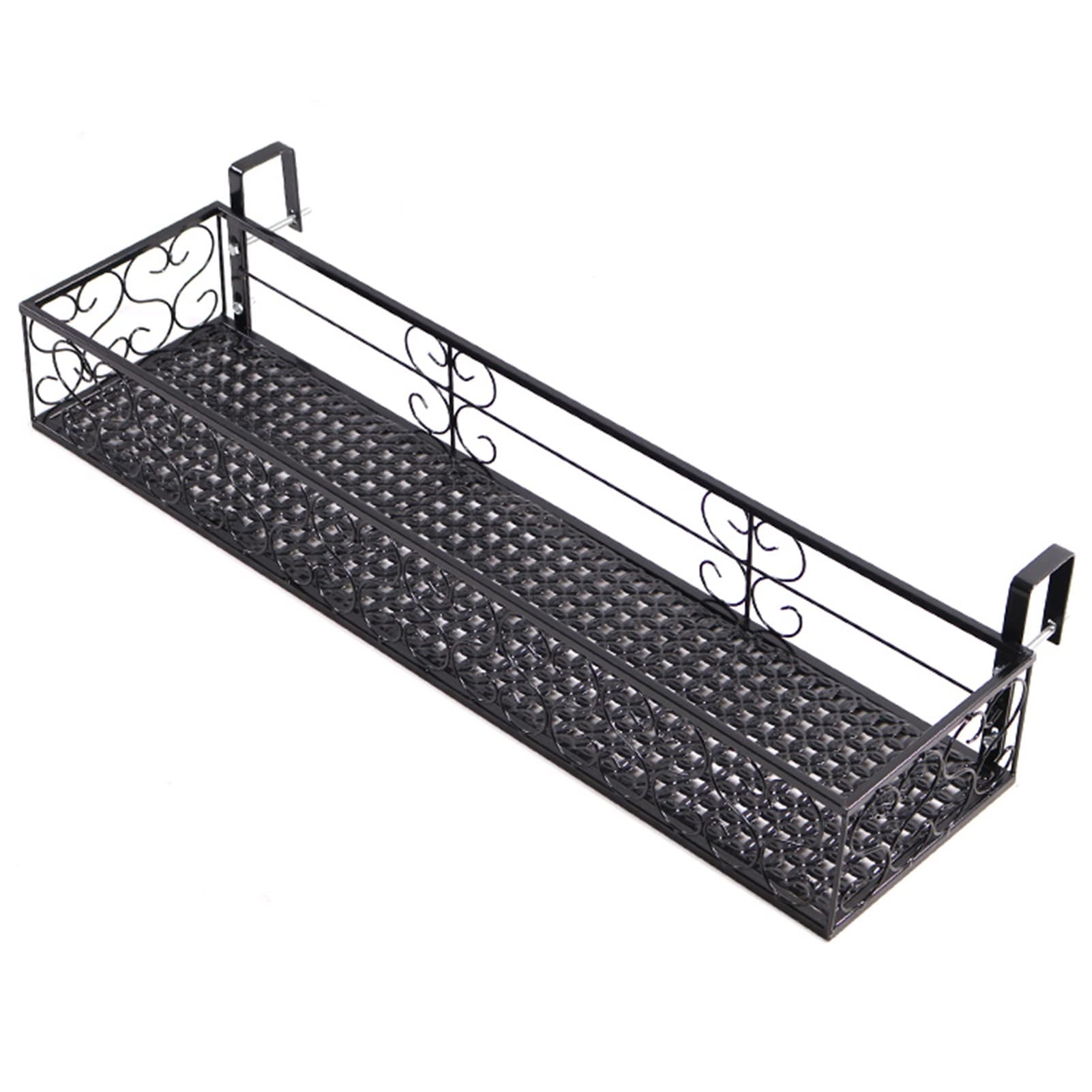 Support de Plantes Suspendu pour Balcon en Métal Noir, Étagère de Balustrade pour Pots de Fleurs, Résistant à la Rouille, pour Terrasse et Jardin