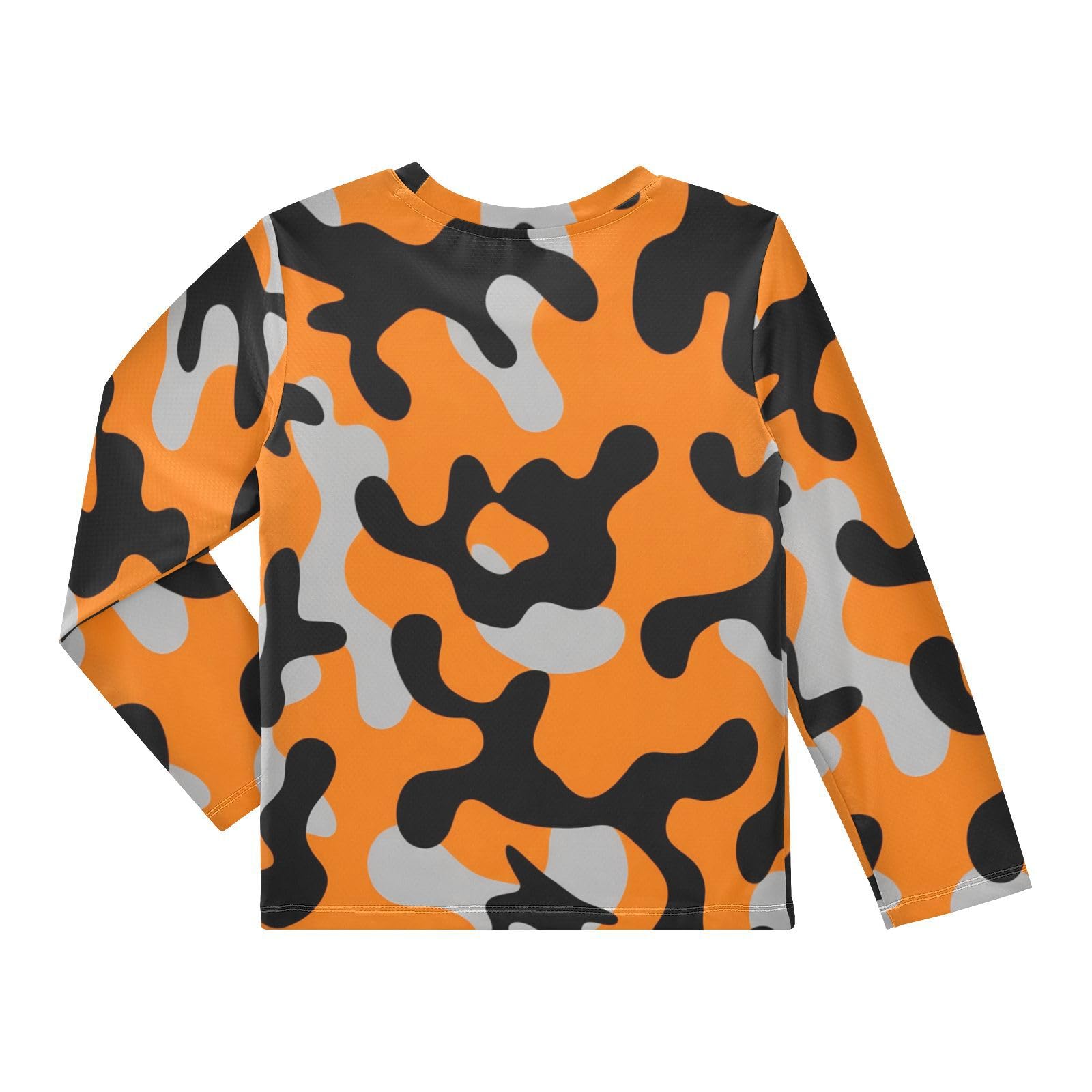 DOMIKING Camouflage Orange Boys Long Sleeve Rashguard Shirt Kids Quick Dry Swim Shirt for Kids Toddler 11-12T