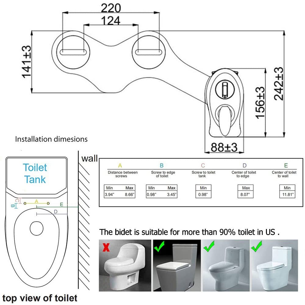 Bidet WC-Sitz Nicht Elektrisch Mit Linkem Griff Single