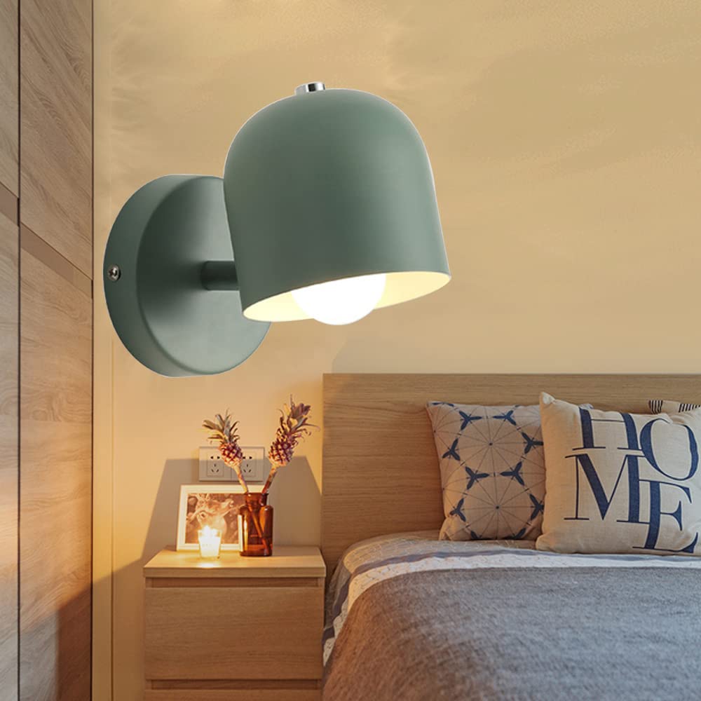 Mengjay Wall Lamp Children's Bedroom Wall Lamp Interior Wall Lamps Ironwood Wall Lamp Kitchen Adjustable E27 Deco Wall Lamp (Green)