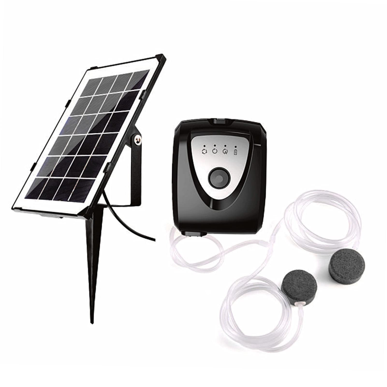 Aeratore per Acquario con Pompa Ad Aria Solare con Doppio Tubo per modalità di Risparmio Energetico Pompa Ossigeno Portatile la Pesca (Nera)
