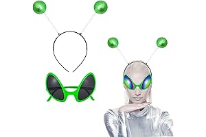 Green Alien Antenna Headband & Glitter Eyeglasses Set