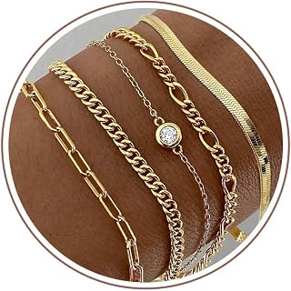 Tewiky Gold Bracelets for Women, Waterproof, 14K Real Jewellery Sets - Trendy, Fine…