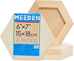 MEEDEN Hexagon Wood Canvas Panels: 3/4" Deep Wooden Canvas Panels - 4-Pack Cradled Wood Art Boards for Pouring Art, Crafts, Painting (4x4.6 inches)