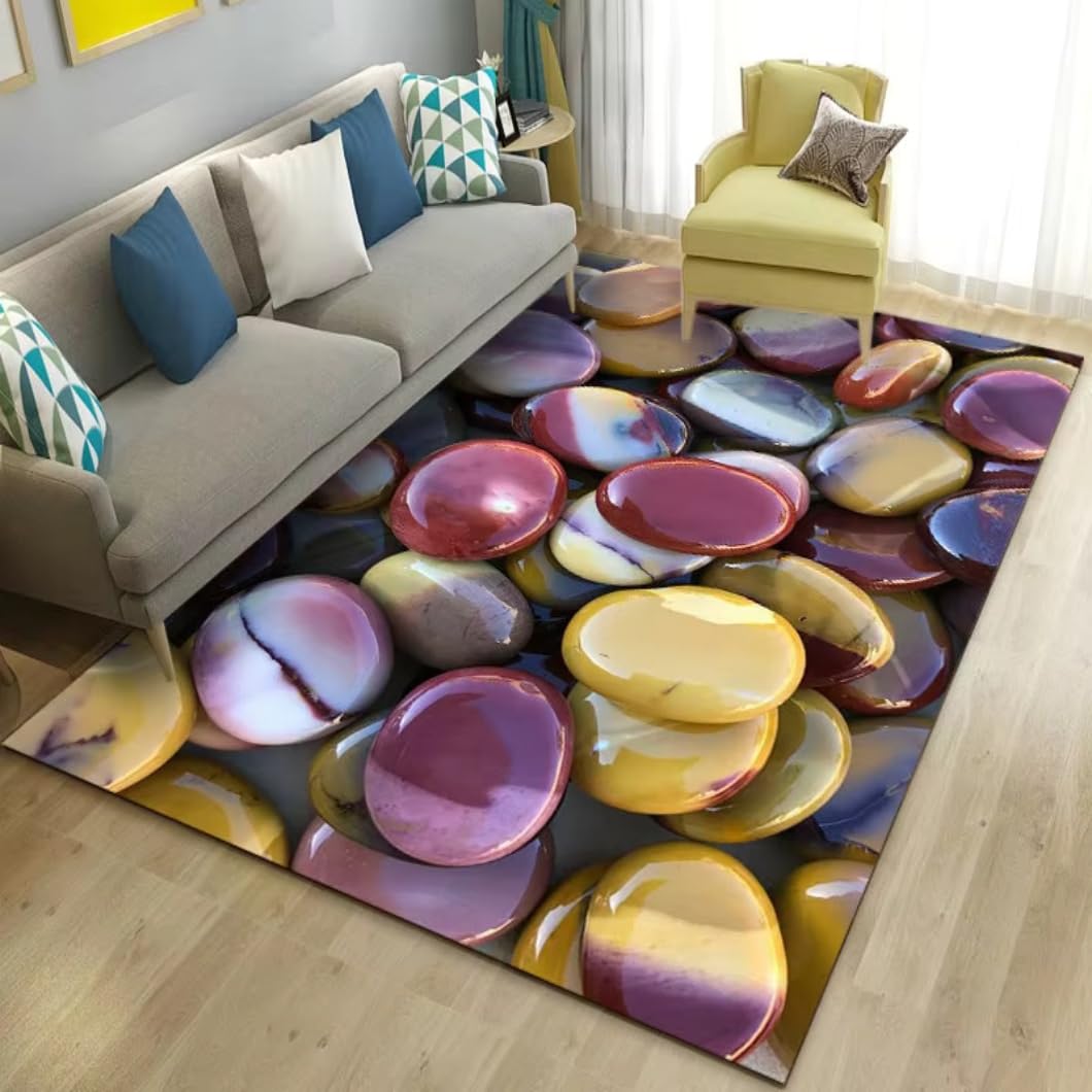Alfombra 3D piedras naturales suave y decorativa para la entrada de casa y dormitorios
