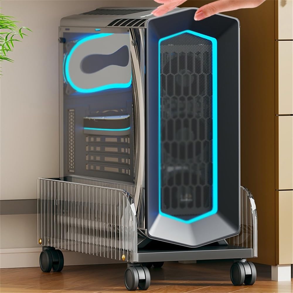 supporto per torre di computer Supporto tower for PC, supporto CPU in acrilico sotto la scrivania con ruote girevoli, for da pavimento adatto alla maggior parte dei gioco(Natural)