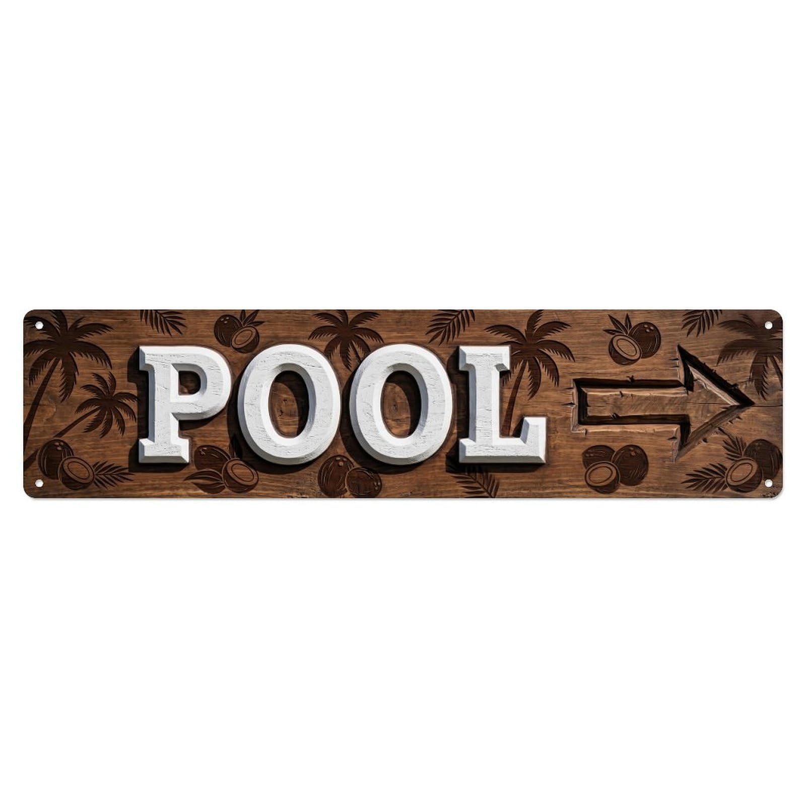 Swimming Pool Tropical Coconut Metal Tin Sign