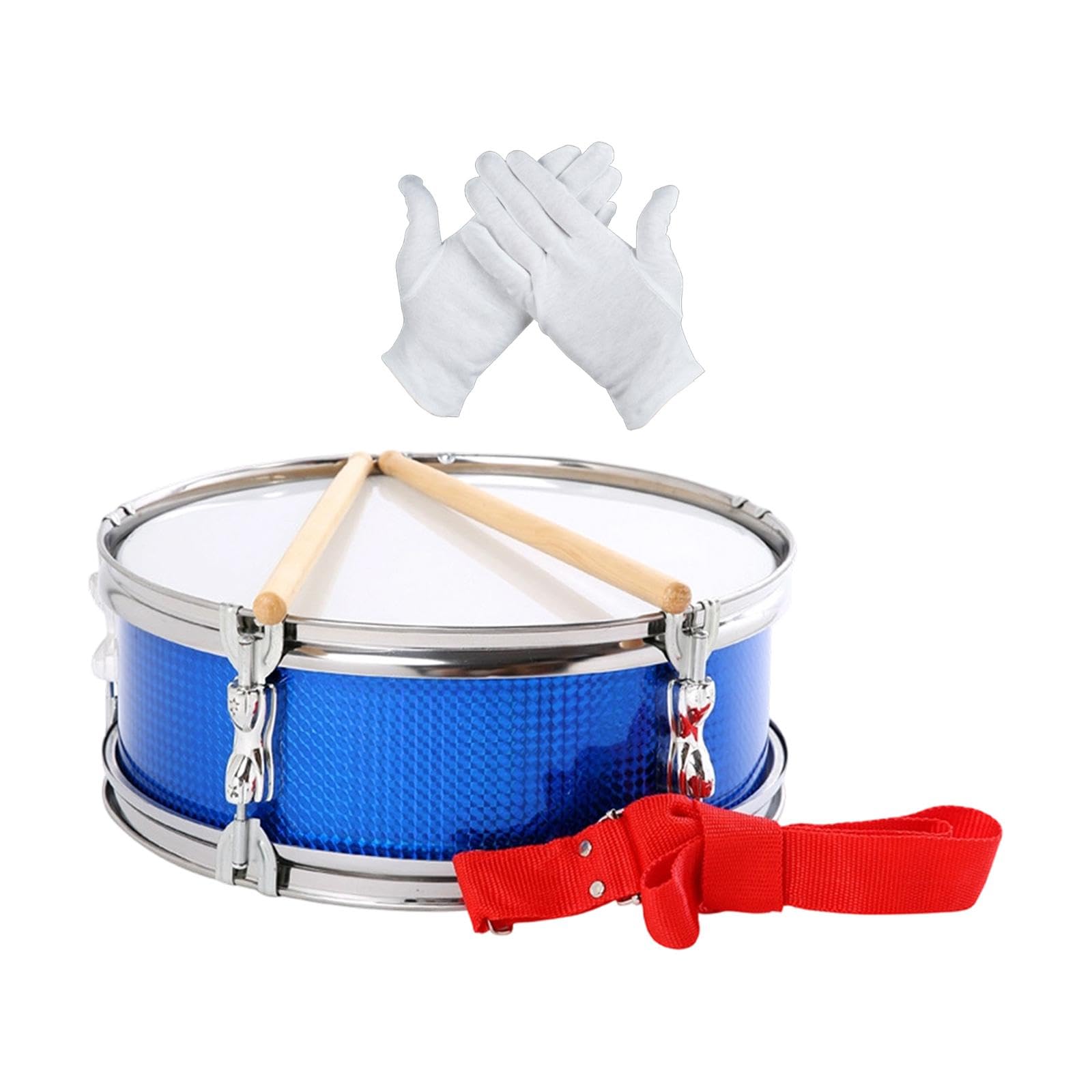 Caja Redoblante Set Percusión Práctica con Guantes Baquetas Correa Acero Inoxidable Matices Plenos Adecuado para Estudiantes Principiantes Niños Adult, Azul