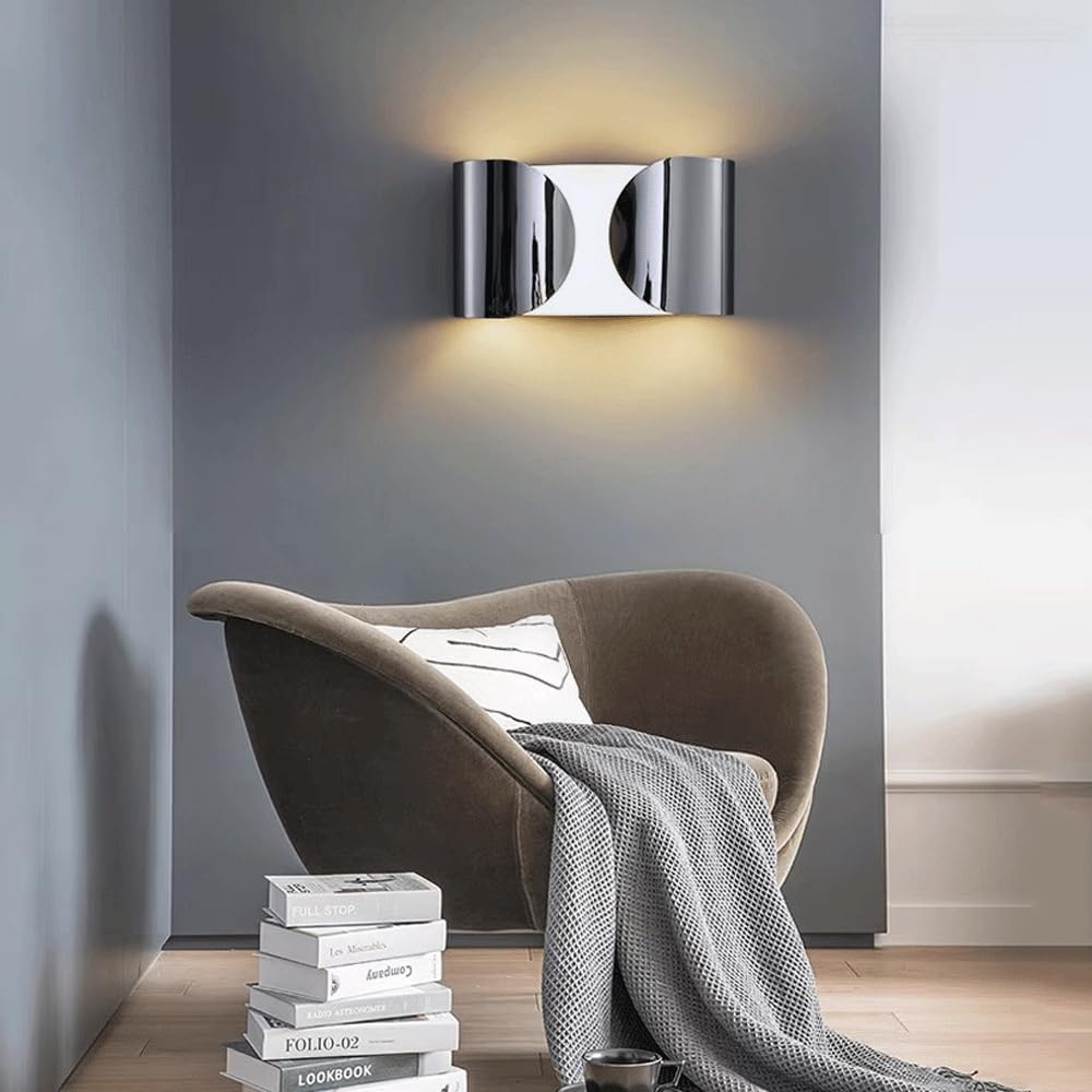 Lampada da parete scandinava in acciaio inossidabile Modello di design Lampada da casa Lampada da parete di lusso Soggiorno Corridoio Applique decorative Apparecchio di illuminazione montato su arte i