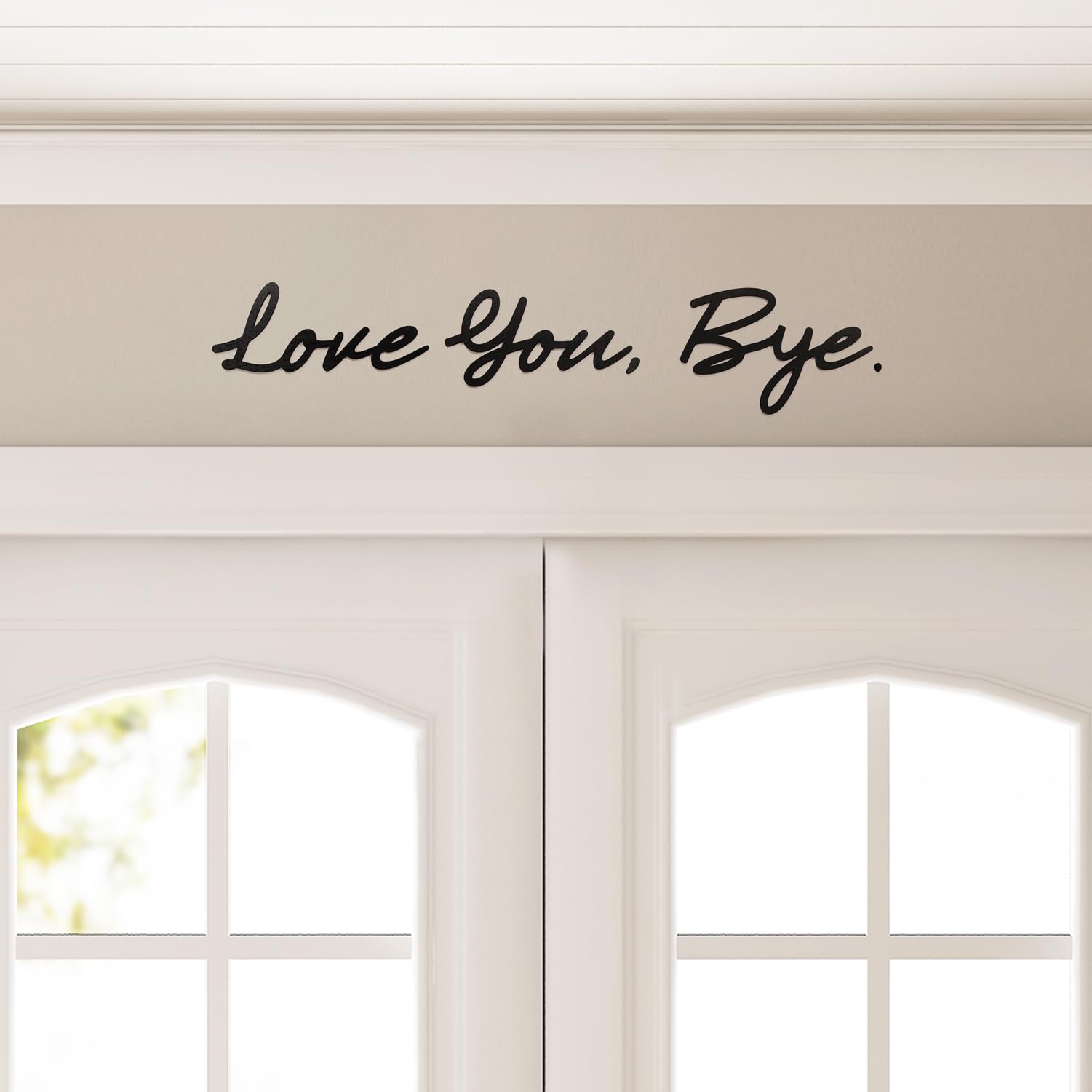 ChicOasis Love You Bye Wood Signs Wall Decor 21.6" Black Modern Home Decor Unique Wooden Entryway Hallway Wall Art Decorations Express Love and Warmth Family Sign