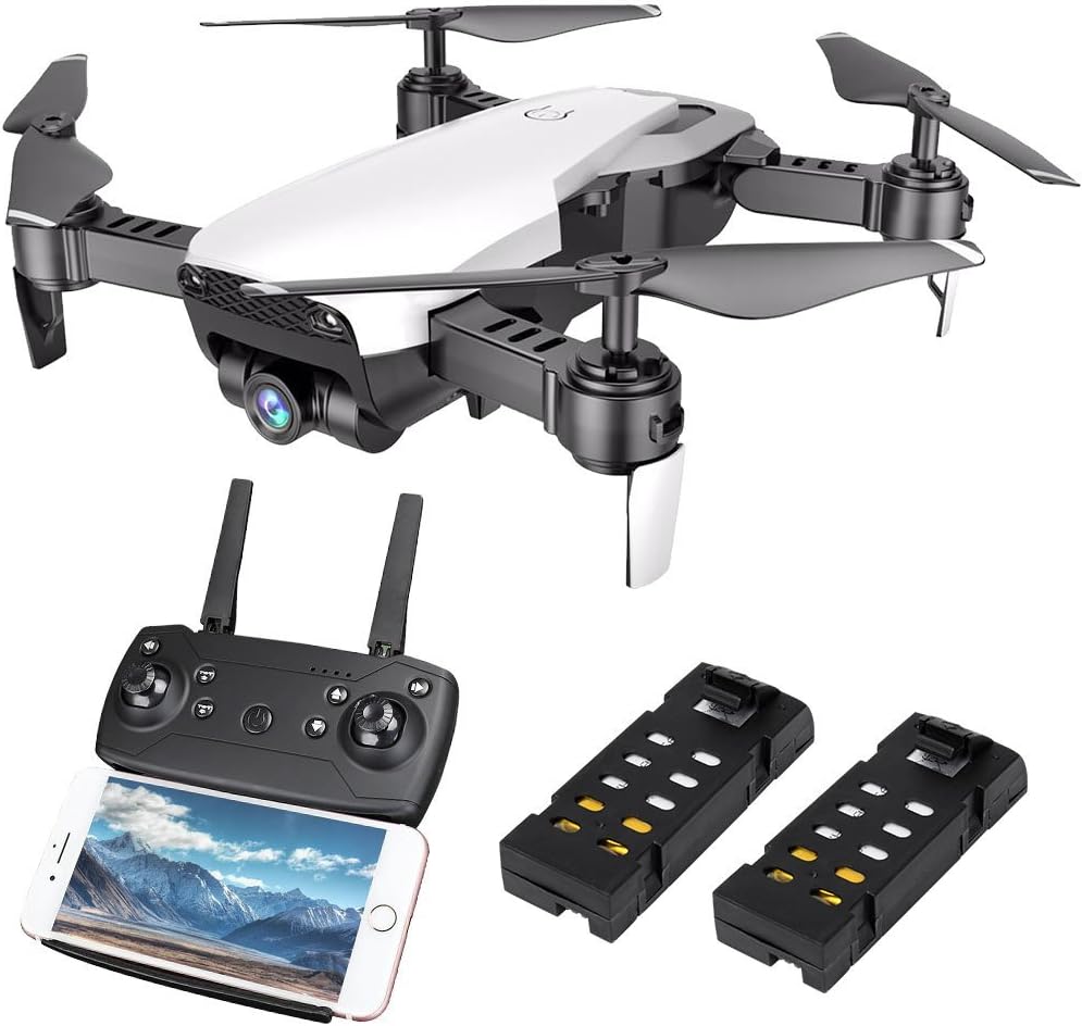 FPV RC Quadcopter Drone with 720P Wide-Angle HD Camera 4 Channel 2.4GHz 6-Gyro with Altitude Hold Function,Headless Mode and One Key Return Function,Foldable,for Beginner, Bonus Battery
