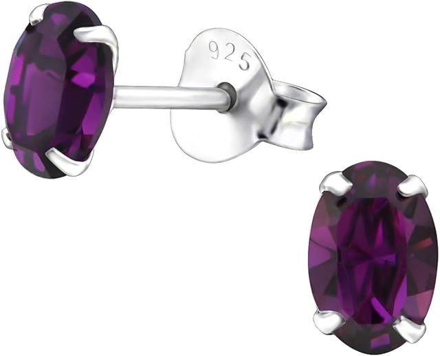 925 Sterling Silver and Crystals from Swarovski oval stud earrings 4x6mm women in various sparkly colours anti allergy hypoallergenic nickel free jewellery ladies sensitive ears