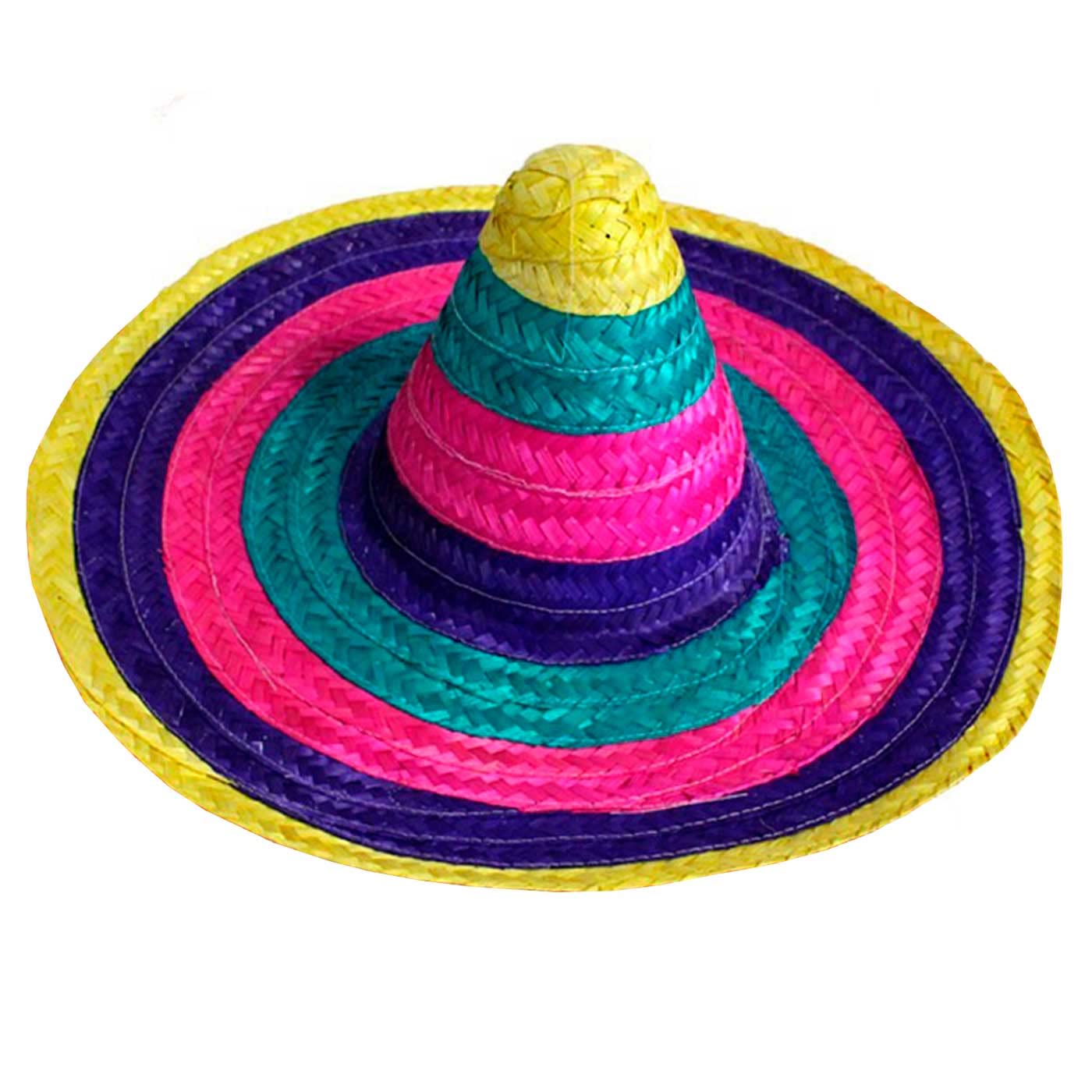 AcanTradineur - Clásico sombrero mexicano multicolor para adulto. Carnaval, halloween y celebraciones. Tamaño: 50 x 20 cm