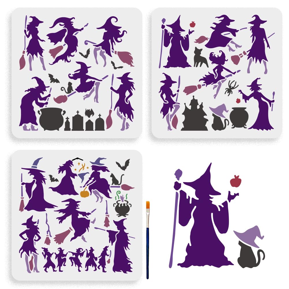 Plantillas de bruja de 30x30 cm MAYJOYDIY para dibujo mágico y manualidades de Halloween