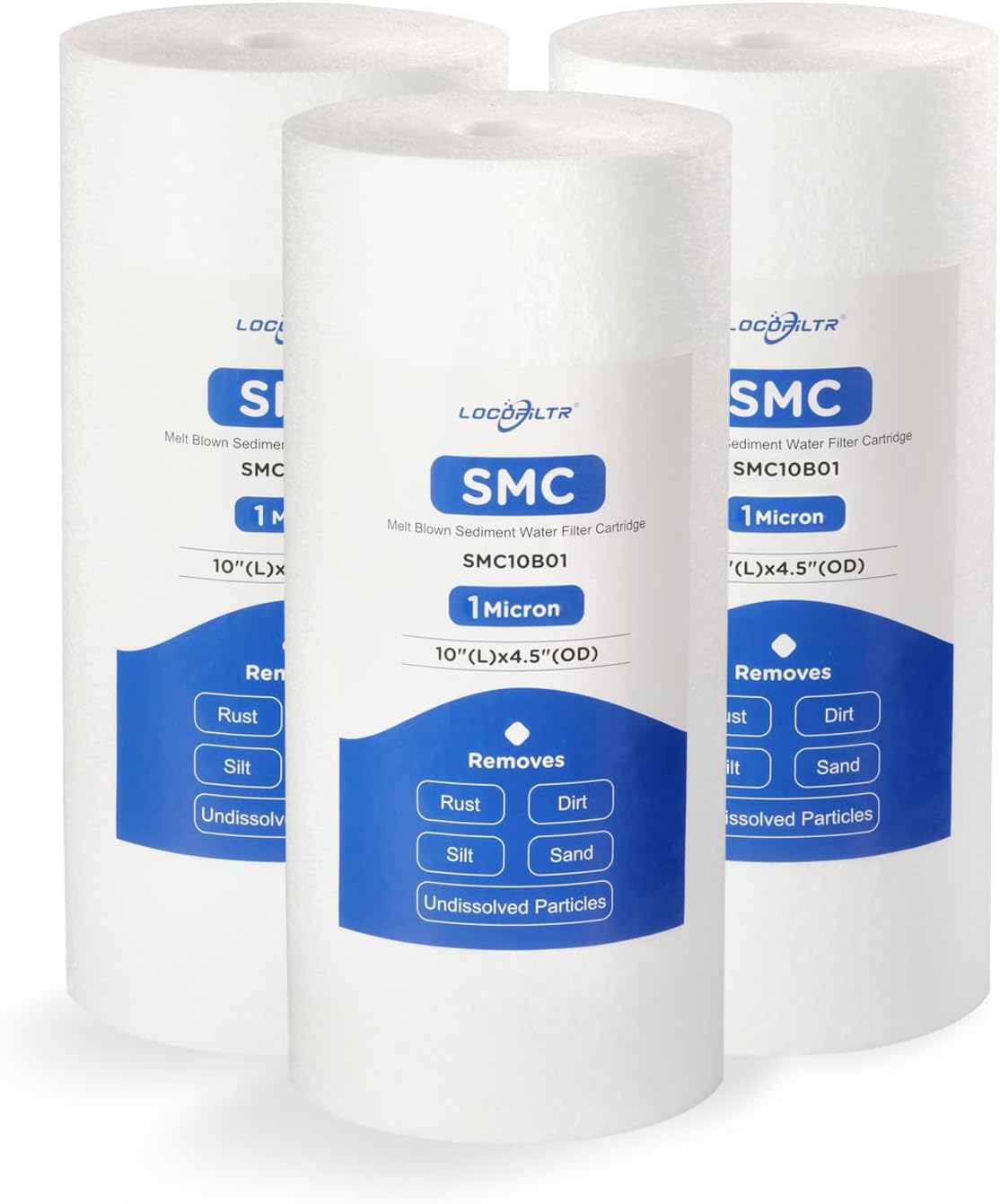 Whole House 1 Micron 10" x 4.5" Polypropylene Sediment Well Water Filter Cartridge Replacement for DGD-2501, 155359-43, SDC-45-1001, SDF-45-1001, MB-45098-01, FPMB-BB1-10, P1-10BB (Pack of 3)