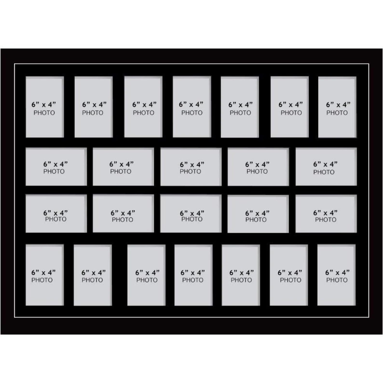 Kwik Picture Framing Ltd Black Photo Frames Multiple Pictures For Wall – 24 Aperture Collage Picture Frame For 6X4 Photos | Family Gallery Display | Large 36X26 Inch Uk Made Frame (Black)