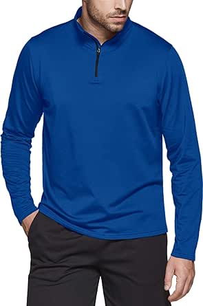 TSLA Men's Quarter Zip Thermal Pullover Shirts, Winter Fleece Lined Lightweight Running Sweatshirt