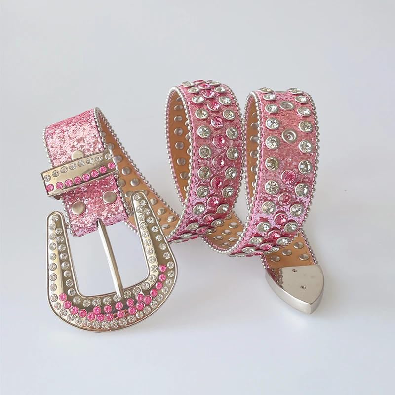 Studded Rhinestone Belt for Women Men - Y2K Style Cowgirl Bling Western Belt for Festivals and Gifts - Image 2
