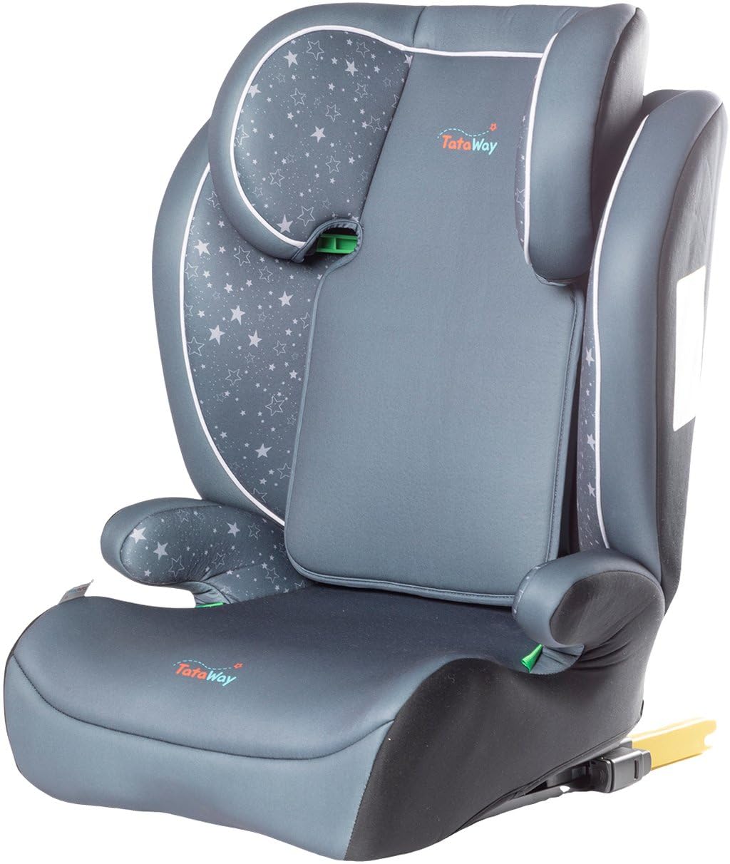 Siège Auto Avec Fixation ISOFIX Pour La Sécurité Des Enfants D'une Hauteur De 100 à 150 Cm Avec Graphismes Sur Fond Gris