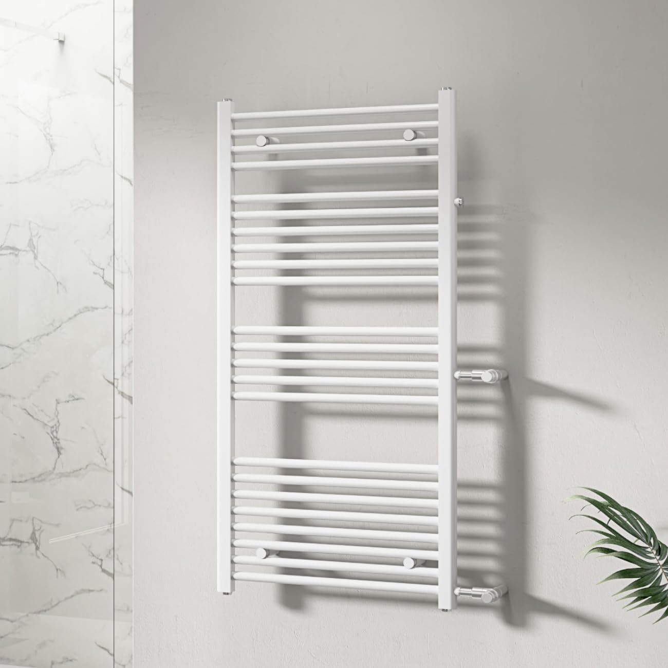 WITEN&NOCK Badheizkörper 1200x600 mm Designheizkörper Seitenanschluss Nabenabstand 500 & 900 mm Handtuchtrockner Handtuchwärmer gerade weiß 598 Watt