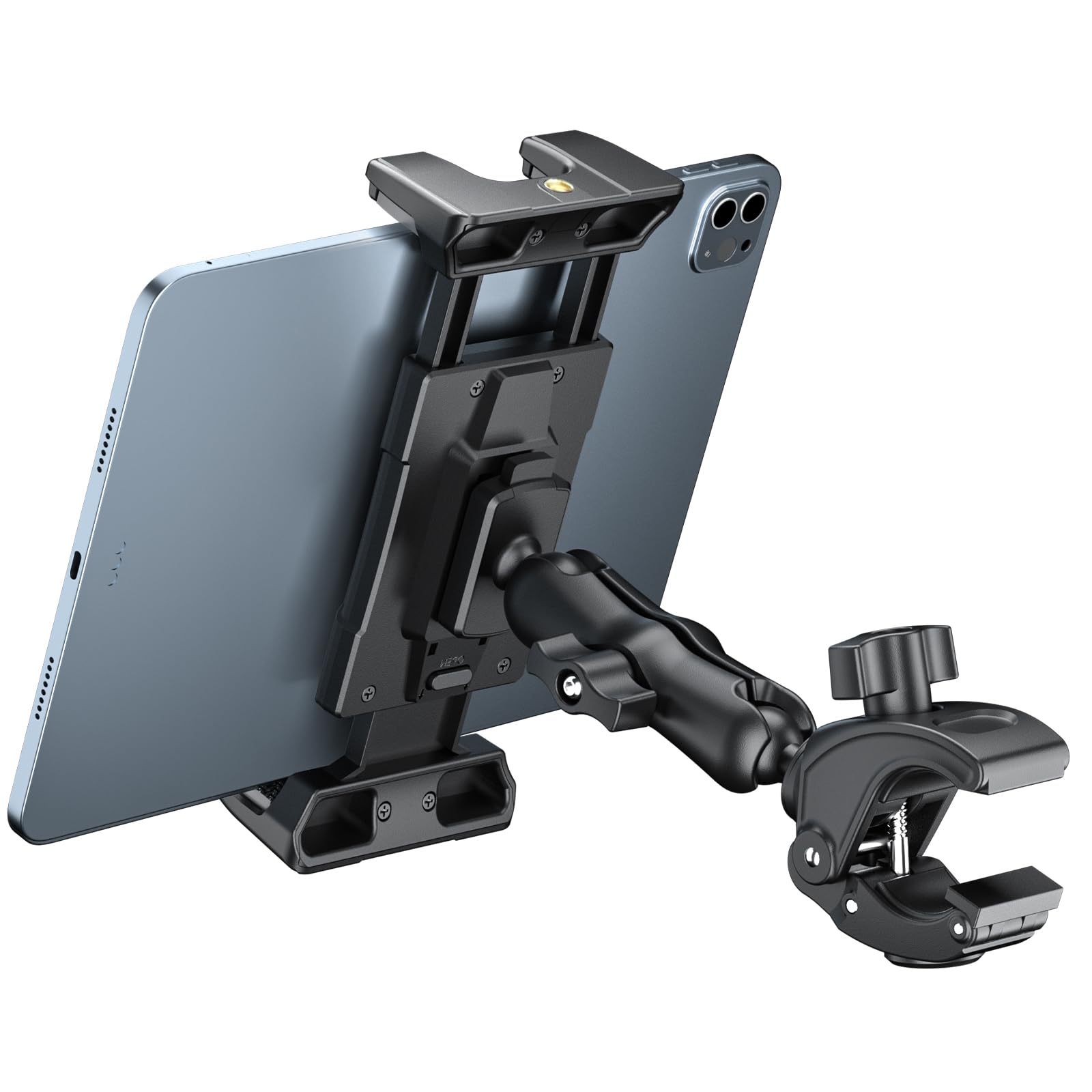 OHLPRO Tablet Mic Stand Holder for iPad Treadmill Handlebar Clamp, Mount for Spin Bike Microphone Peloton Stroller Bicycle, Fit 5-13” iPad Pro 12.9 Air Mini, Galaxy Tab, iPhone, Fire HD 10