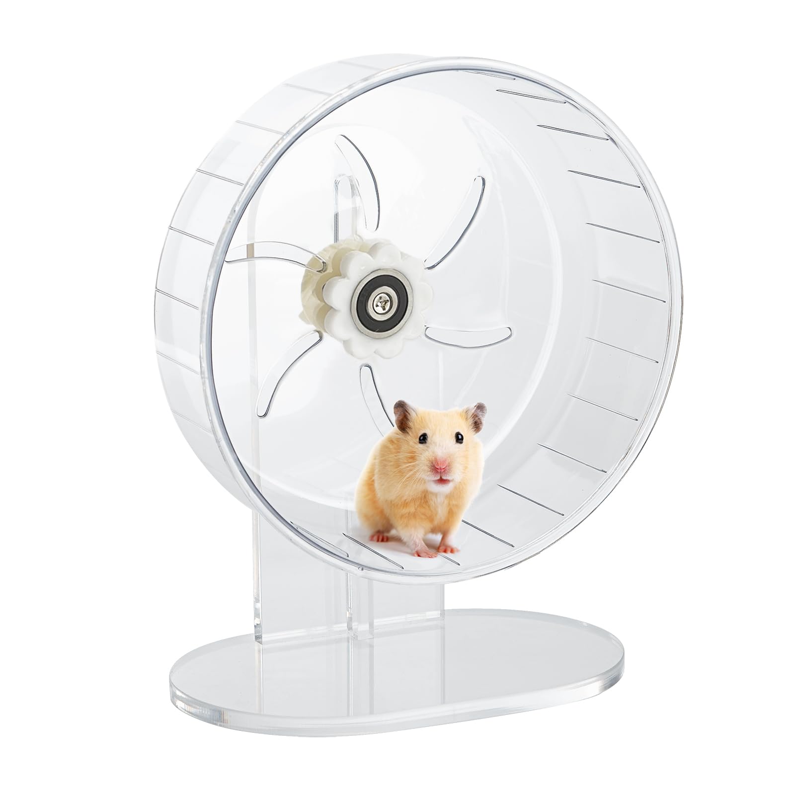 Silent Hamster Exercise Wheel - Hamster Toys Cages Accessories 7.9 Inch Running Spinner with Adjustable Stand Quite Runner for Small Animal Pet Gerbil Dwarf Syrian Hedgehog Rat Mouse Mice