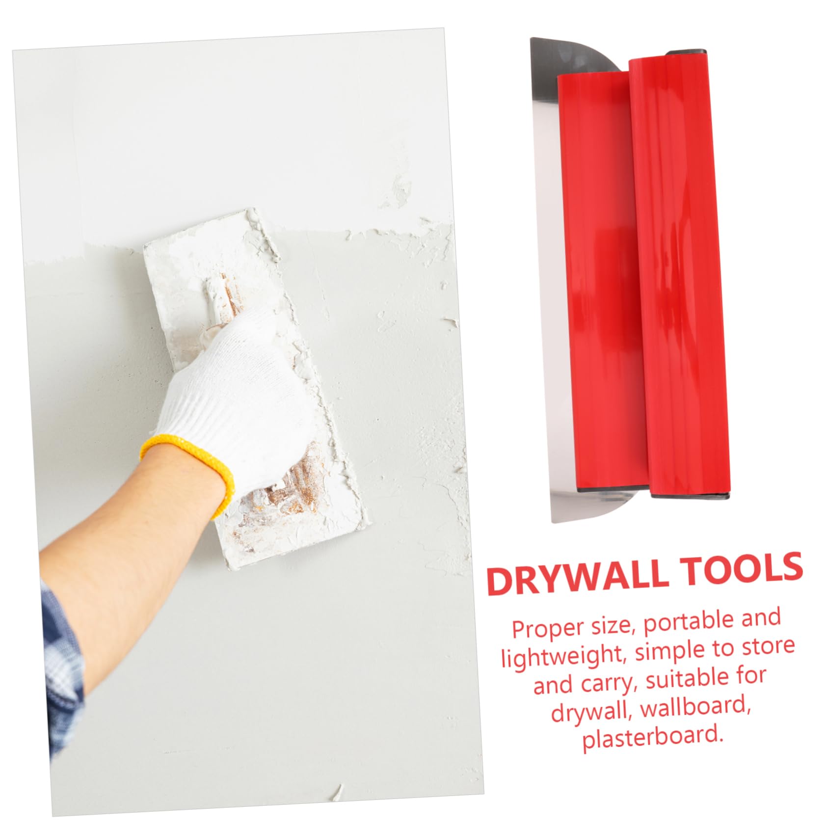 Set in Acciaio Inox di Spatola Lisciatrice per Cartongesso Rosso | Impugnatura Sicura e Confortevole, Uso Domestico, per Cartongesso e Plasterboard