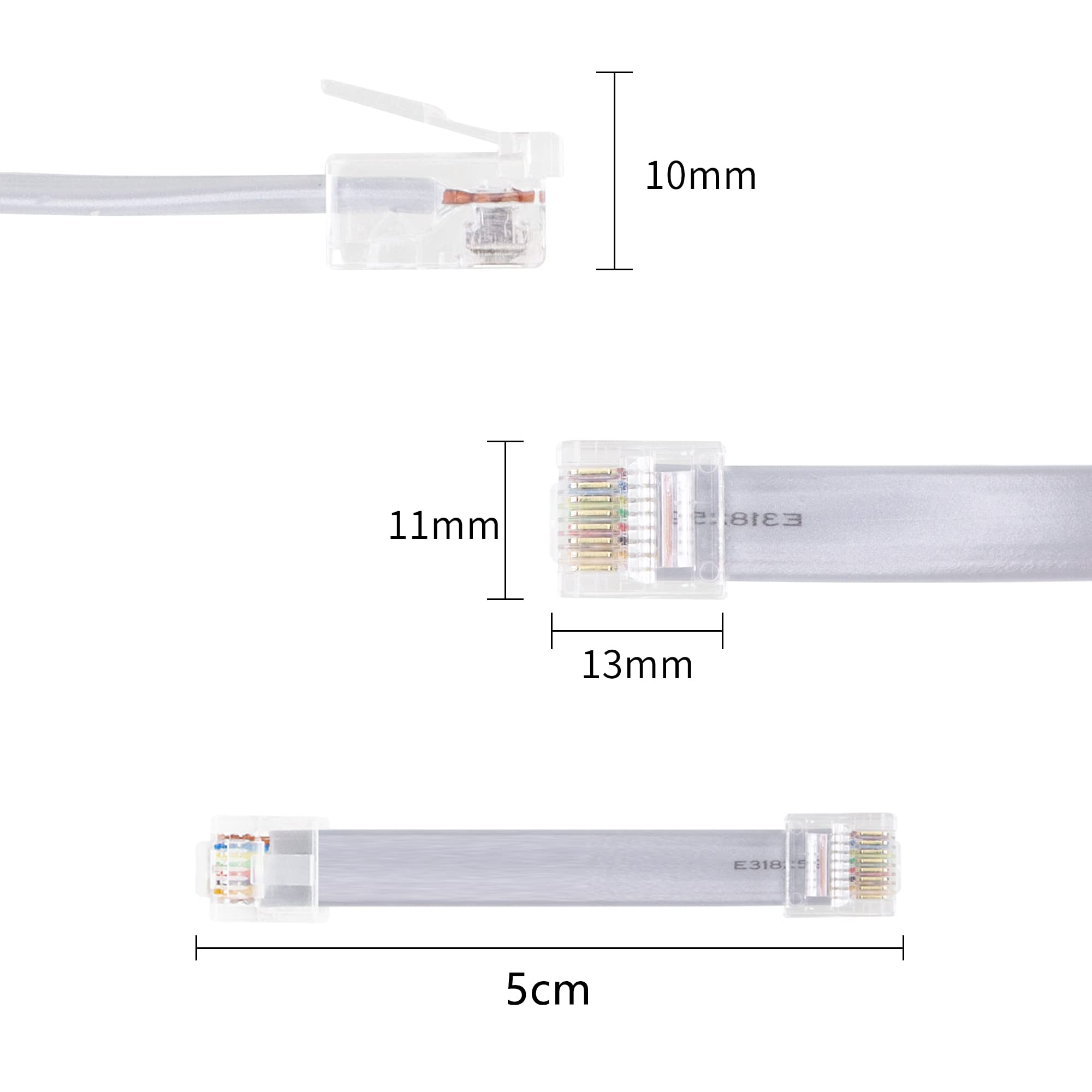 1m - bianco - 5 pezzi - Cavo di Rete Ethernet Cat6 Piatto Lan Gigabit RJ45 Cat 6 compatibile Cat5 Cat5e Cat7 Cat8