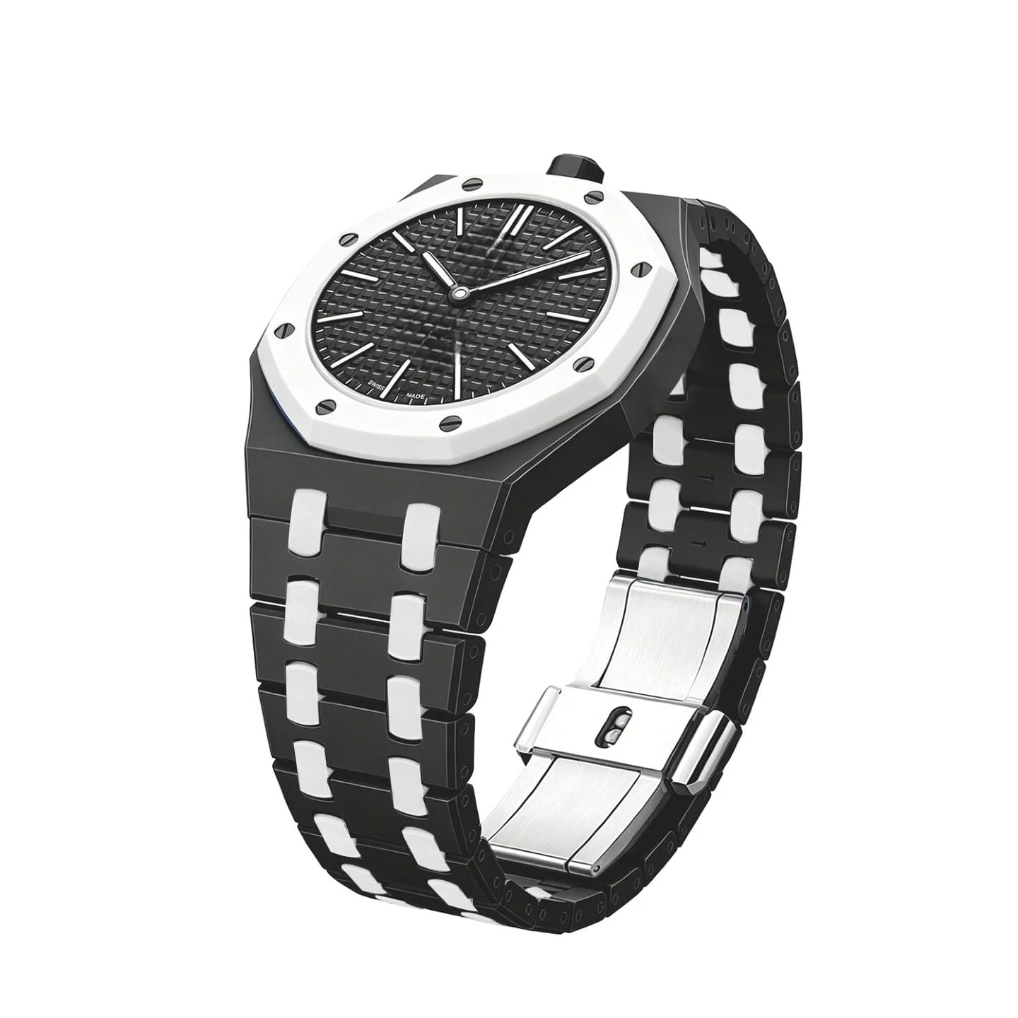 Zwei-farbiger Biokeramik-Gehäusearmband kompatibel mit Swatch Royal Pop Uhr, Sportarmband mit stoßfestem Rahmen und Schutzbumper, passend für Männer und Frauen, mit 3- und 12-Uhr-Drehung