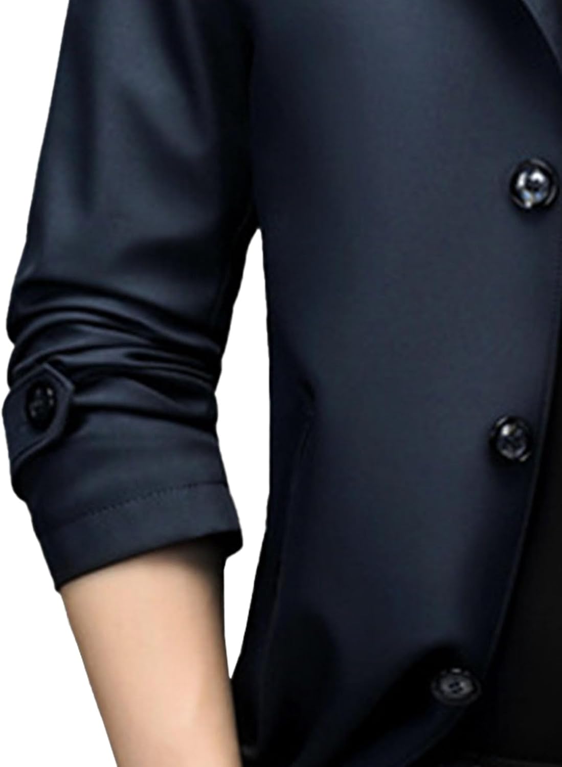 JEsilunmaMY Mens Single Breasted Trench Coat Solid Color Slim Fit Windproof Overcoat Business Casual Dress Suit Windbreaker