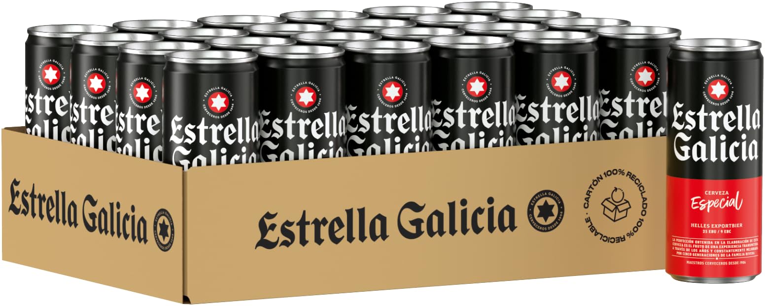 ESTRELLA GALICIA Especial Internationales Premium Lager Dosenbier, Helles Lager Bier Original aus Spanien, EINWEG (24 x 0.33 L)