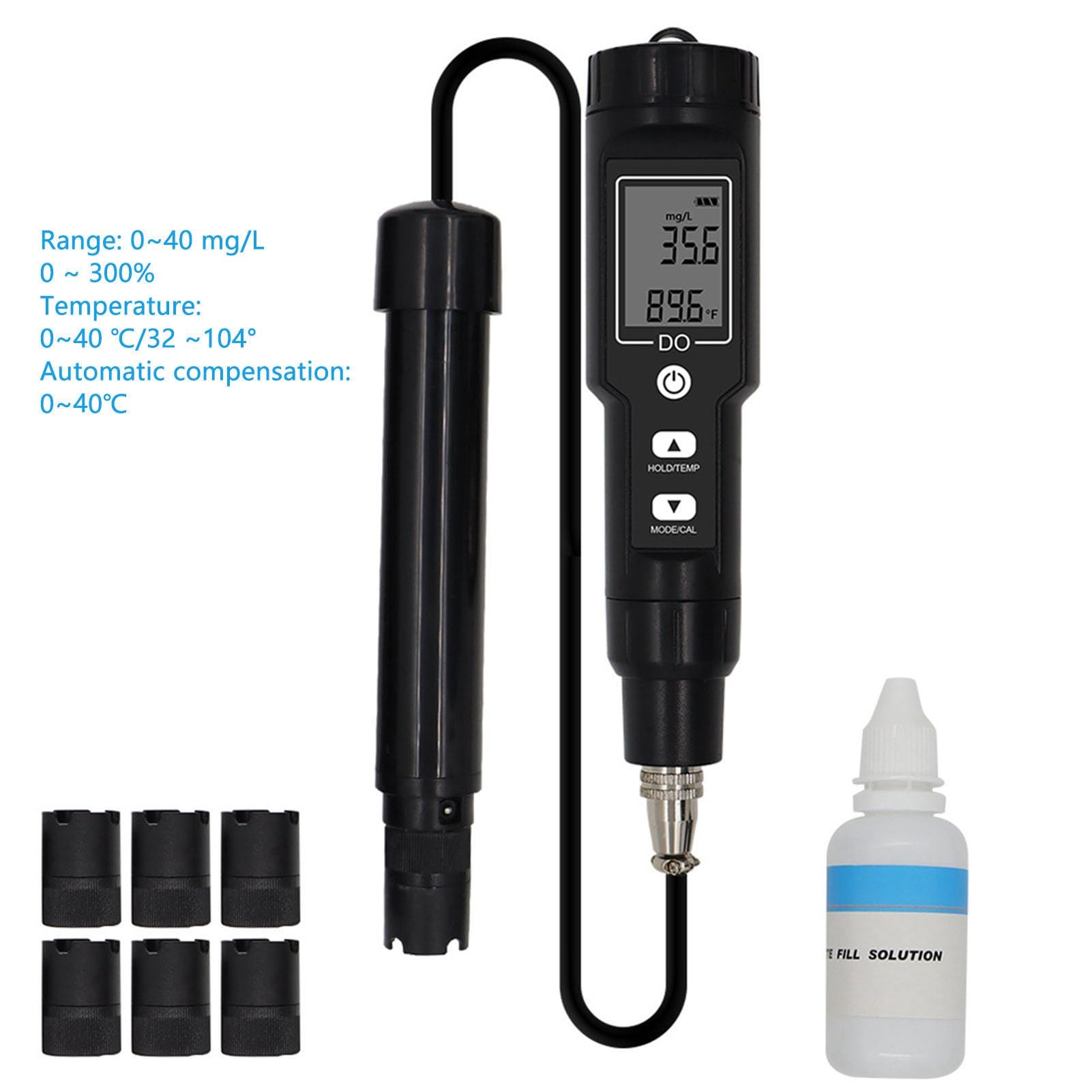 Medidor de oxígeno disuelto, sondeo desmontable Pantalla de pantalla digital Sensor de oxígeno disuelto, kit de prueba de oxígeno disuelto digital para la investigación del (Sin