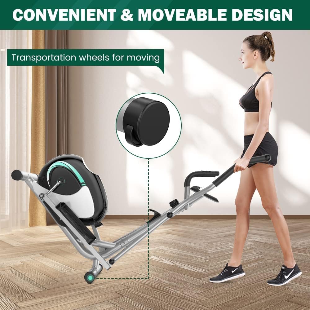 Dripex Elliptique Fitness Stepper d'Appartement Crosstrainer avec écran LCD Multifonction Appareil Maison Support de Tablette (Vert)