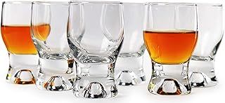 Circleware Tipsy Shot, Set of 6 Heavy Base Glassware Drinking Glass Cups for Whiskey, Vodka, Brandy, Bourbon, and Liquor B...