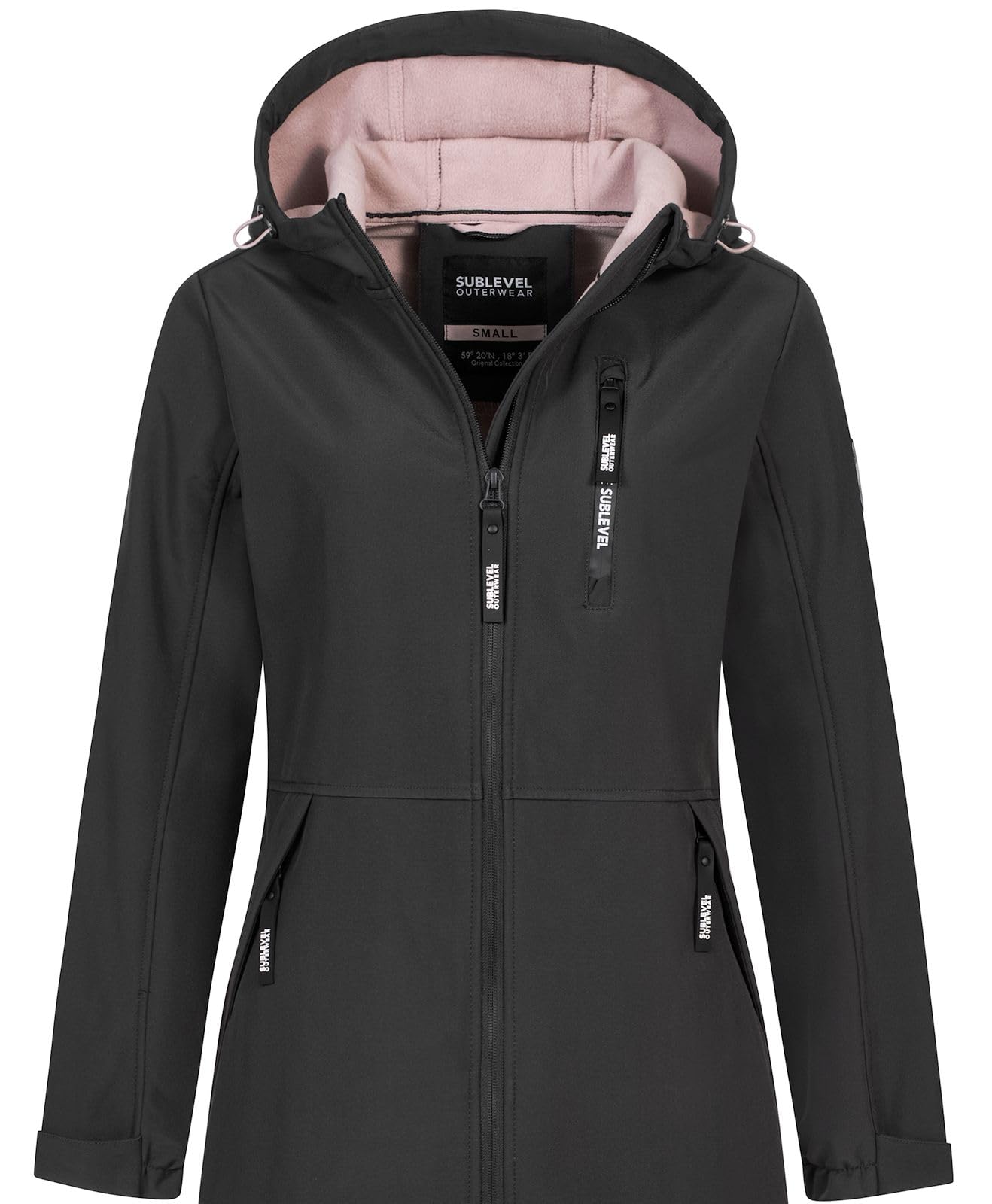 Sublevel Damen Softshellmantel lange Jacke LSL-497 Funktionsjacke mit Kapuze